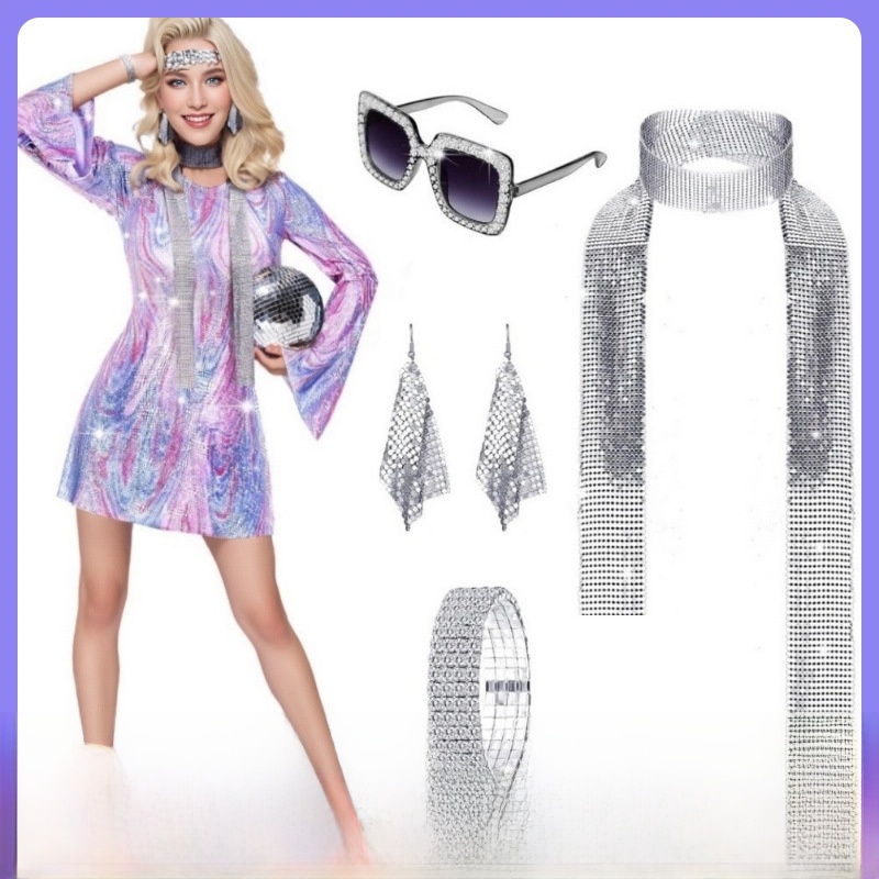 Ethnic Fashion Dress - Retro Festival Lady's Glittering Gold Embossed