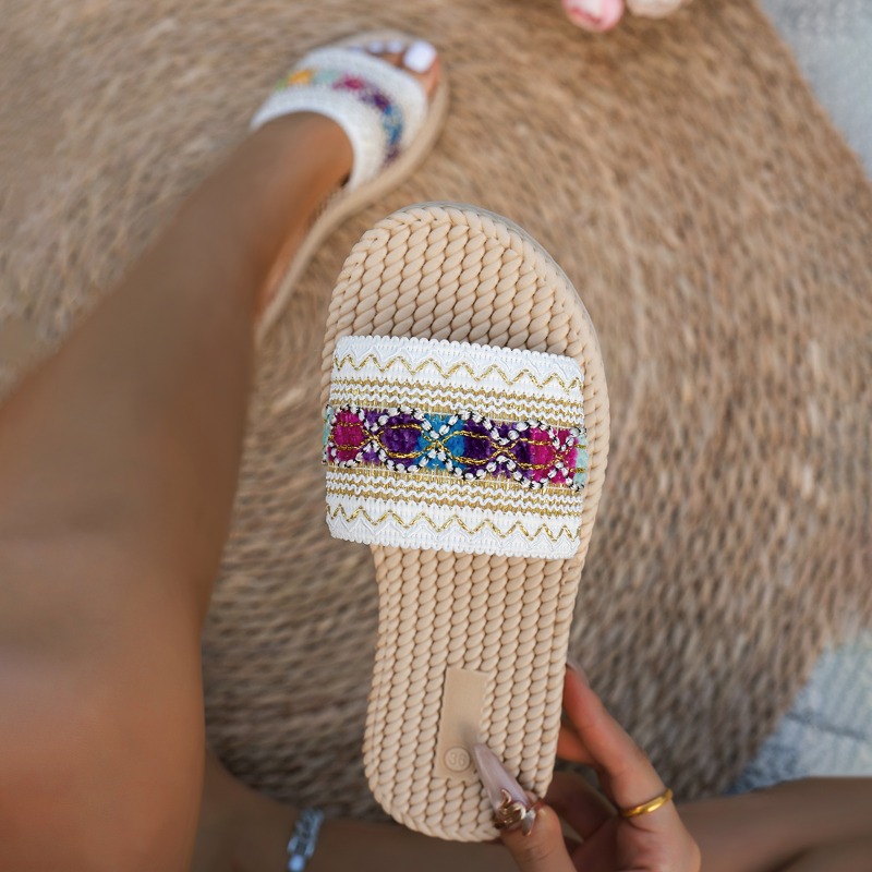 Women Slippers Outdoor Flat De - Ethnic Fashion Designers 评论和价格